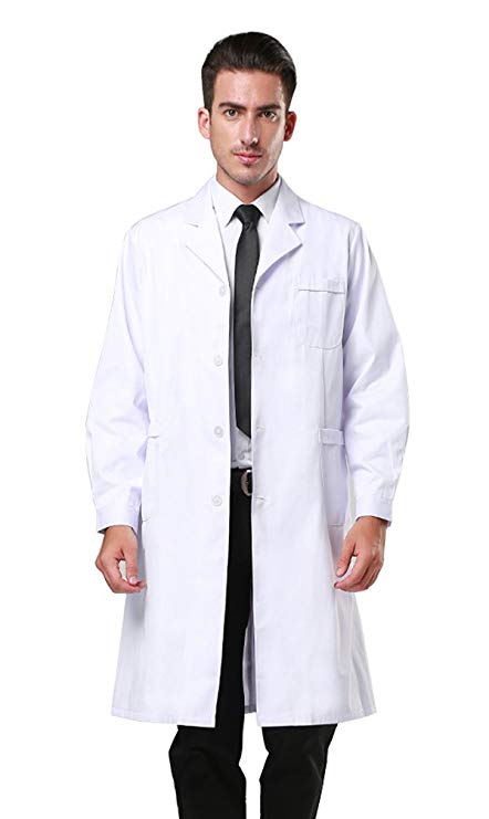 Nideen Men's White Lab Coats Doctor Workwear - Unisex Lab Coat Scrubs Adult Uniform