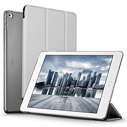 iPad Air 2 Case, ESR® iPad Air 2 Smart Case Cover Synthetic Leather and Translucent Frosted Back Magnetic Cover with Auto Wake & Sleep Function [Ultra Slim] [Light Weight] for Apple iPad Air 2 / iPad 6 (Silver Grey)