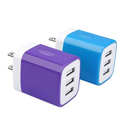 USB Charger Multi Port, Hootek 2Pack 3.1A 3 Port Wall Charger Brick Base Charging Block Plug Charger Box Charging Cube Compatible iPhone Xs Max/XR/X/8/7/6 Plus, iPad, Samsung Galaxy M30 S10 S9 S8 S7