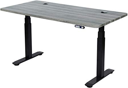 ApexDesk FX60GRY Flex Series 60" Electric Height Adjustable Standing Desk with Memory Preset Controller, Rustic Grey Top and Black Frame