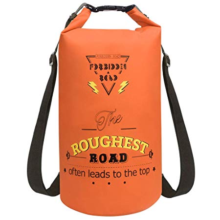 Forbidden Road Waterproof Dry Bag 2L / 5L / 10L / 15L / 20L Sack Bag (8 Colors) Long Adjustable Shoulder Straps Included - Roll Top Dry Compression Sack for Kayaking Boating Camping