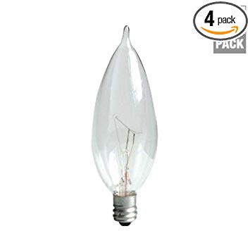 60-Watt Incandescent CAC Bent Tip Decorative Candelabra Base Double Life Crystal Clear Light Bulb (4-Pack)