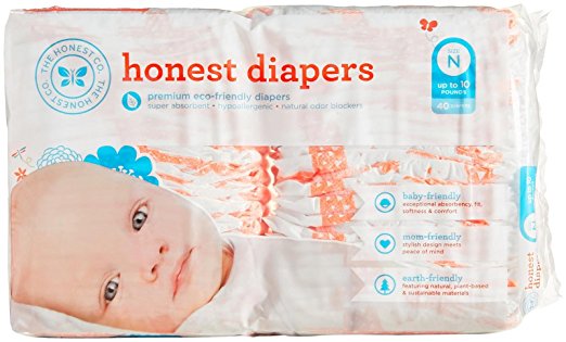 The Honest Company Baby Diapers - Multi Coloered Giraffes - Size 0 - 40 ct