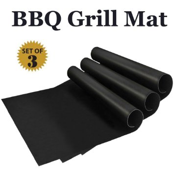 Premium BBQ Grill Mat,Set of 3 Mats-16"*13", Non-stick ,Work on Grill/Baking or As Pan Liner, Dishwasher Safe, Ultra-slick & Thick, Best BBQ Grilling Sheets Accessories By OpaceLuuk