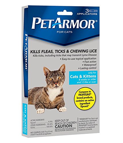 PetArmor Flea and Tick Squeeze on Cats and Kittens 8 weeks or over and 1.5-Pound or over, 3 - 0.017 fl oz applicators