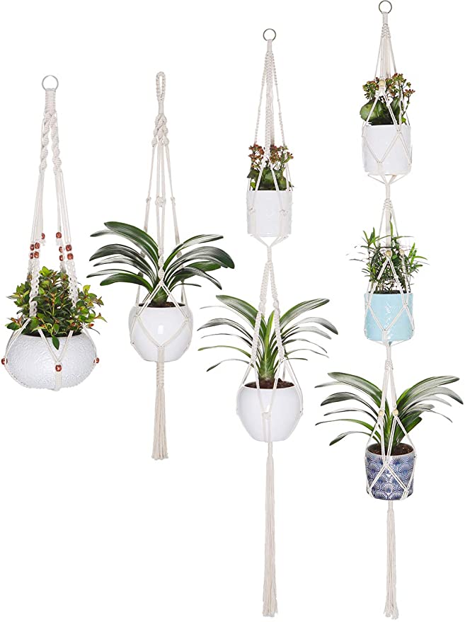 YXMYH Macrame Plant Hangers - 4 Pack in Different Designs Handmade Indoor Wall Hanging Planter Plant Holder - Modern Boho Home Decor