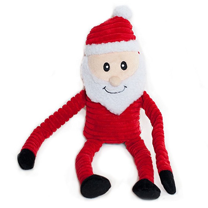 ZippyPaws Holiday Crinkle - Squeaky Plush Dog Toy (Santa, Large)