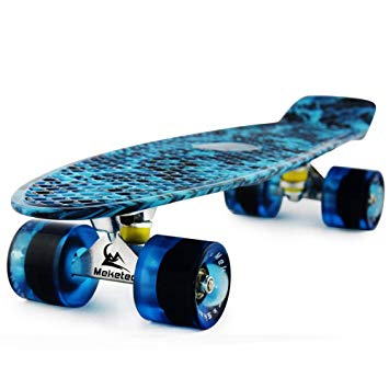 MEKETEC Skateboards Complete 22 Inch Mini Cruiser Retro Skateboard for Kids Boys Youths Beginners