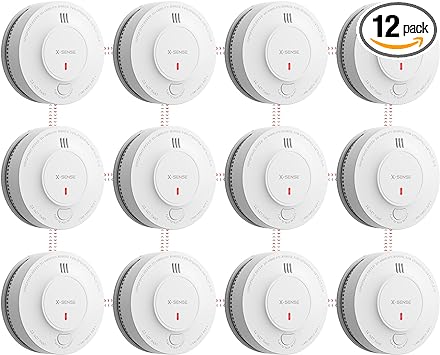 X-Sense 10-Year Battery Wireless Interconnected Smoke Detector Fire Alarm with Over 820 ft Transmission Range, SD19-W, Pack of 12