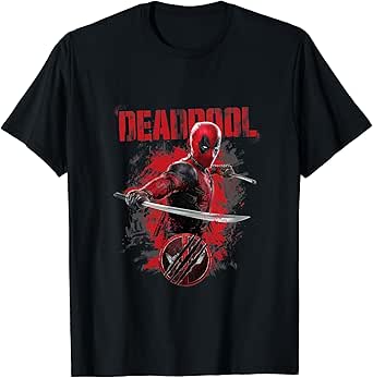 Marvel Deadpool & Wolverine Distressed Red Stamp Hero Logo T-Shirt