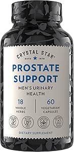 Crystal Star Prostate Support Saw Palmetto Supplements for Men (60 Capsules) – Bladder & Urine Health – Ginger & Pygeum - Non-GMO