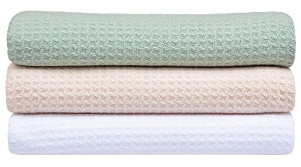 Sinland 3-pack Microfiber Waffle Weave Dish Towels Drying Towels Kitchen Towels 16" x 24" (Assorted color)