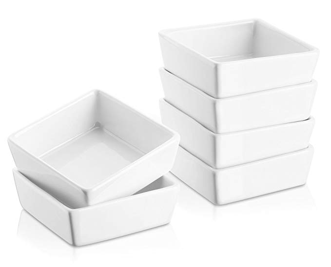 DOWAN 6oz Porcelain Ramekins - 6 Packs, White