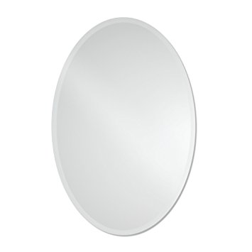 Large Frameless Beveled Oval Wall Mirror | Bathroom, Vanity, Bedroom Mirror | 24-inch x 36-inch