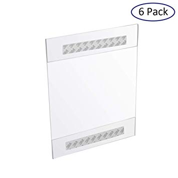 Wall Mount Sign Holder 8.5" x 11" Acrylic Clear Frames with 3M Tape Adhesive for Home, Office, Store, Restaurant - 6 Pack