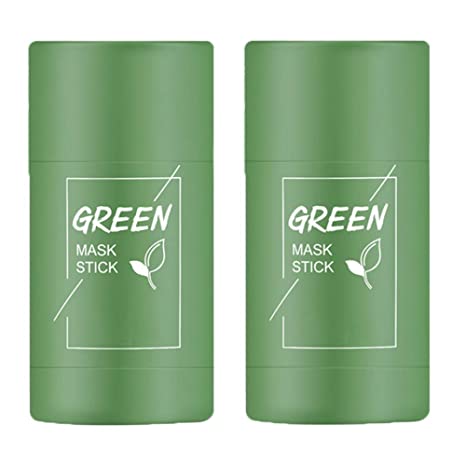 2PCS Green Tea Purifying Clay Stick Mask, Face Moisturizes Oil Control, Deep Clean Pore, Blackhead Remover Acne Deep Cleansing, Improves Skin for Women Men (Green Tea Mask)