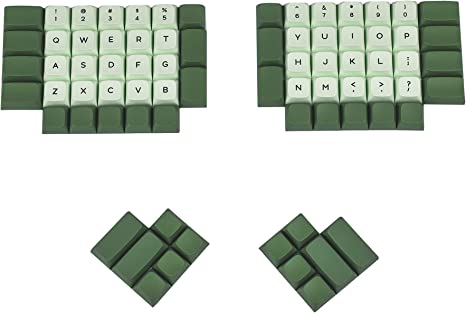 YMDK ZDA Similar to XDA Keycaps Thick PBT Matcha Dye-Sublimation Keycap Set for Ergo Ergodox Lily58 Planck Preonic (Dye Sub Alphabet)