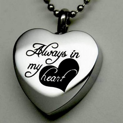 " Always in My Heart " Cremation Jewelry Silver Urn Necklace Pendant Memorial Keepsake By Maymii