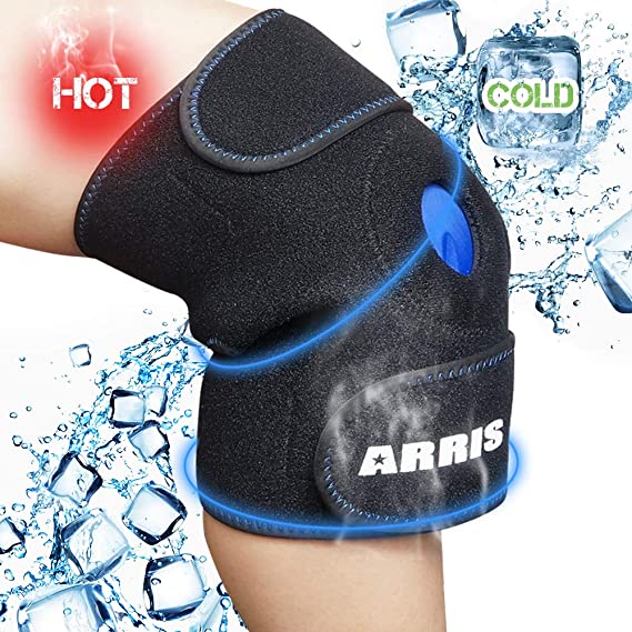 ARRIS Ice Pack for Knee Injuries, Reusable Hot Cold Therapy Knee Wrap Ice Knee Brace for Joint Pain, Bursitis Arthritis Knee Pain Relief, Meniscus Tear, Sprains & Swelling (Flexible and Adjustable)