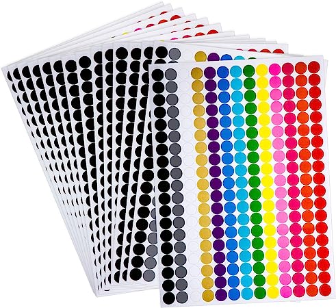 4940 Pieces, 13 mm/0.5inch Colored Round Dot Stickers Circle Dot Labels, Neon Colors Labels