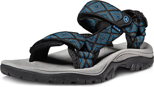 ATIKA Men's Outdoor Hiking Sandals, Open Toe Arch Support Strap Water Sandals, Lightweight Athletic Trail Sport Sandals