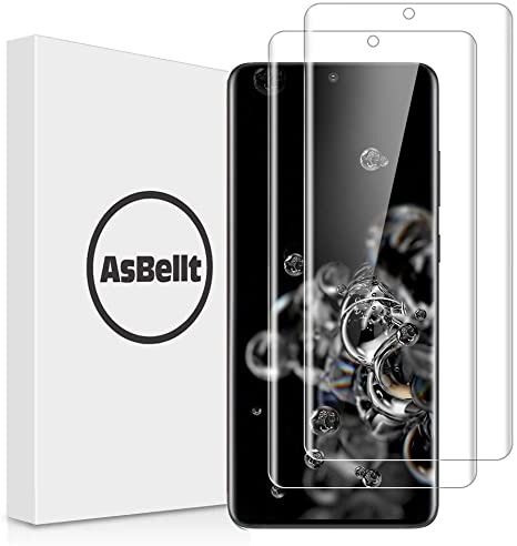 AsBellt [2 Pack] Screen Protector for Galaxy S20 Ultra, S20 Ultra 5G (6.9-inch) Tempered Glass [Full Adhesive][3D Glass][Case Friendly] for Samsung Galaxy S20 Ultra with Lifetime Replacement