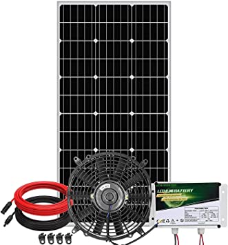 ECO-WORTHY 12 inch Solar Attic Fan  100W Solar Panel  6Ah Battery Backup with Controller  16FT Cable, Cools and Ventilates Your House, Bathroom, Kitchen, Garage or RV, Protects Against Moisture