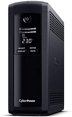 CyberPower VP1600EILCD Value PRO 1600va/960w Tower LCD UPS, 8xIEC Outlets and AVR, Black