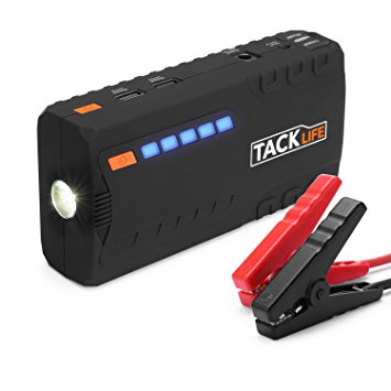 Car Jump Starter, TACKLIFE 600A Peak (up to 6.2L Gas, 5.0L Diesel Engine) Auto Battery Booster and Power Bank Phone Charger with Quickcharge Built-in LED Light and Smart Jumper Cables