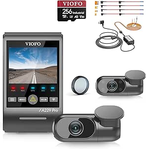 【Bundle: VIOFO A229 Pro 3CH   256GB Card  HK4 Hardwire Kit with 8pcs Fuse Tap】 3 Channel 4K HDR Dash Cam, Dual STARVIS 2 Sensors, 4K 2K 1080P Front Inside and Rear Car Camera