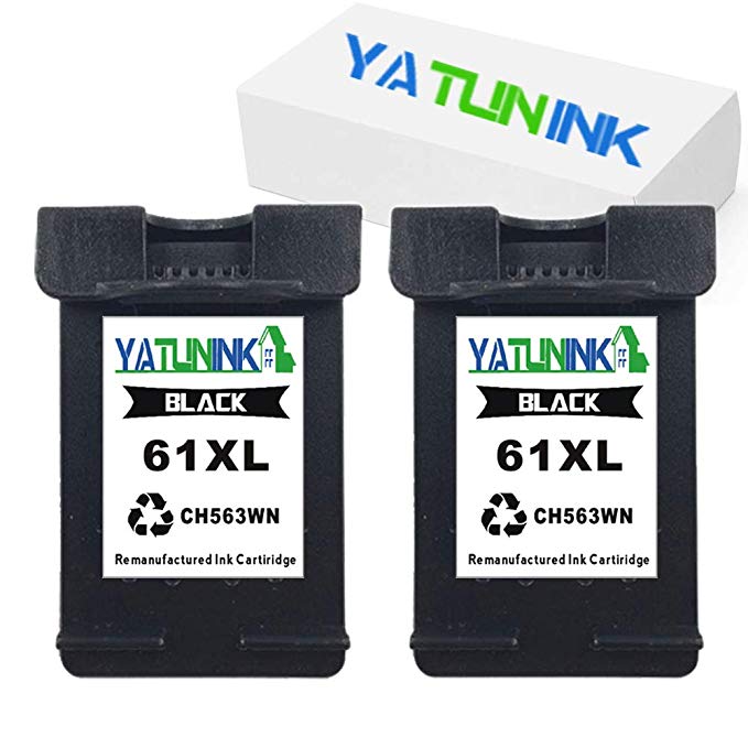 YATUNINK Remanufactured Ink Cartridge Replacement for HP 61XL Black Ink Cartridge Deskjet 1050 Deskjet 1510 Deskjet 2050 Deskjet 2510 Deskjet 3052 3510 Envy 5530 Envy 5531 5535 Printers (Black,2 Pack)