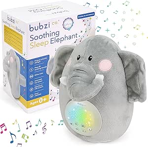 Sensor Activado por el llanto del Bebé Peluche para Bebé Elefante Máquina de Ruido Blanco Luz quitamiedos Infantil Regalo para Bebé Niña y Niño Calmante del Sueño Regalo para Recién Nacido