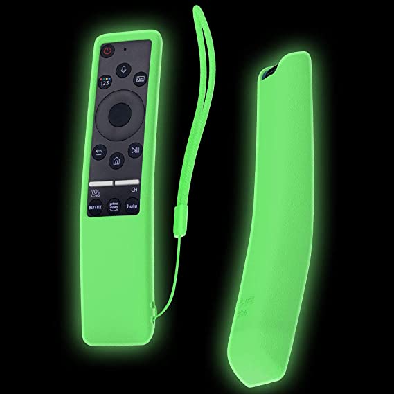 SIKAI Silicone Protective Case for Samsung BN59-01312A OneRemote Shockproof Skin-Friendly Anti-Slip Battery Cover for Samsung QLED 8K TV Remote Anti-Lost with Remote Loop (Glow in Dark Green)