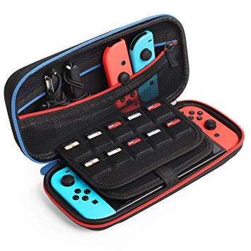 Kootek Travel Carrying Case for Nintendo Switch, 20 Games Cartridges & Zipper Mesh Pocket Protective Hard Shell Carry Cases for Nintendo Switch Console & Accessories, Black