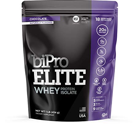 BiPro Elite 100% Whey Isolate Protein NSF Certified, Chocolate, 1 Pound