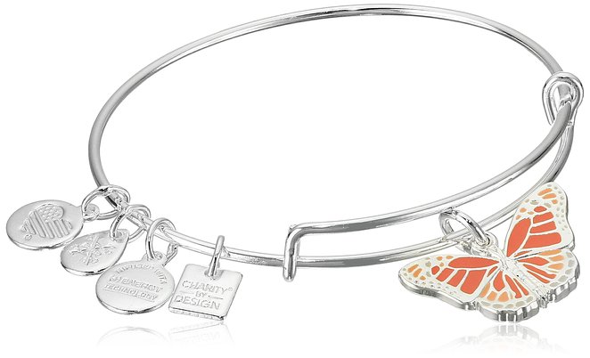 Alex and Ani Charity By Design Butterfly Expandable Rafaelian Shiny Silver Bangle Bracelet