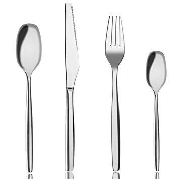 Aoo 24-piece Stainless Steel Dinnerware Table Knife Spoon Fork Flatware, Service for 6