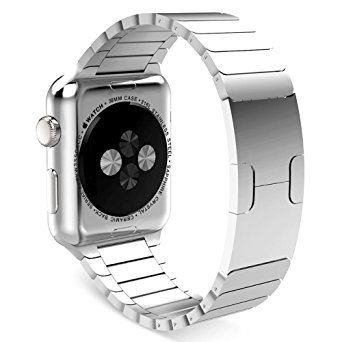 Pomarks 42mm Premium Large Wrist Strap Link Bracelet for Apple Watch Band Series 2 , Polishing Stainless Steel iWatch Accessories Band with Original Buckle (Silver)