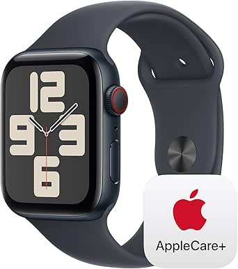 Apple Watch SE (2nd Gen) [GPS   Cellular 44mm] Smartwatch with Aluminum Case with Midnight Sport Band. Fitness & Sleep Tracker, Crash Detection, Water Resistant with AppleCare  (2 Years)