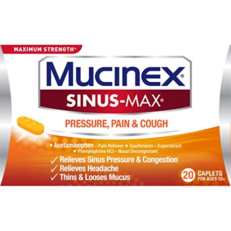 Mucinex Sinus-Max Pressure and Pain Caplets, 20 Count