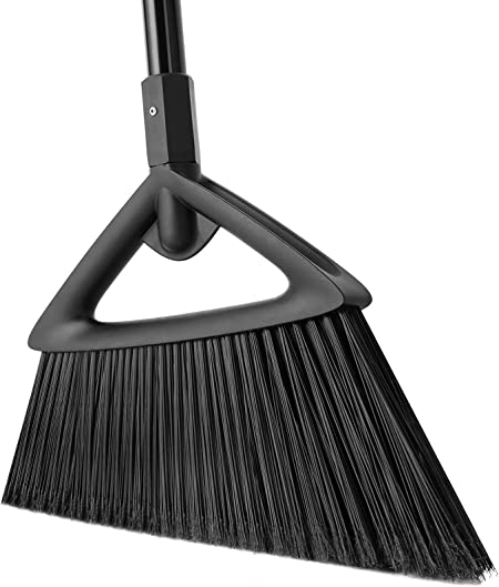 Eyliden Heavy Duty Broom, Commercial Angle Broom with Long Handle, Rough Surface Outdoor Broom for Garages Courtyard Sidewalks Decks, Perfect for Indoor Kitchen Office Lobby Sweeping