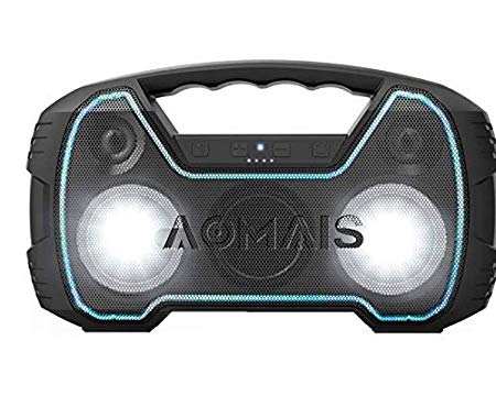 AOMAIS 25W Bluetooth Speakers with HD Stereo Sound & Deep Bass, Portable Outdoor Wireless Stereo Pairing Speaker, IPX7 Waterproof, Built-in Mic, 100ft Bluetooth Range for Party, Camping, Travel-Black