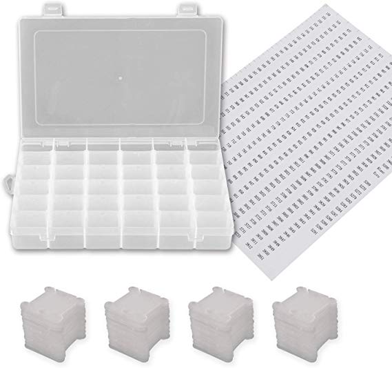 1 Pack 36 Grids Plastic Embroidery Floss Cross Stitch Organizer Box with 108 Pieces Floss Bobbins