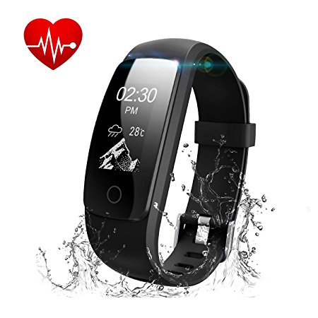 Runme Fitness Tracker Watch with Heart Rate Monitor, IP67 Water Resistant Activity Tracker with Sleep Monitor, Bluetooth Pedometer Bracelet Wristband with Call/SMS Remind for iOS Android Smartphone