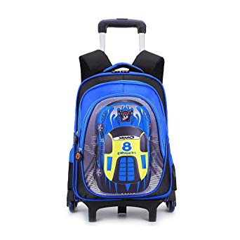YUB Car School Bag Drawbars Trolley Bag Backpack with Wheels Rolling Backpacks for School Kids Waterproof