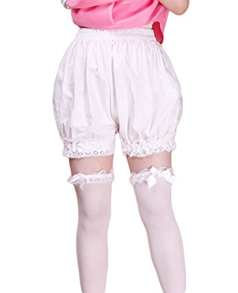 AvaCostume Women's White Cotton Lace Lolita Maid Shorts Bloomers