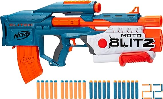 NERF Elite 2.0 Motoblitz Blaster with Scope, Motorized 10-Dart Blasting, Airblitz 6 Darts, 22 Darts, Outdoor Toys for 8 Year Old Boys & Girls