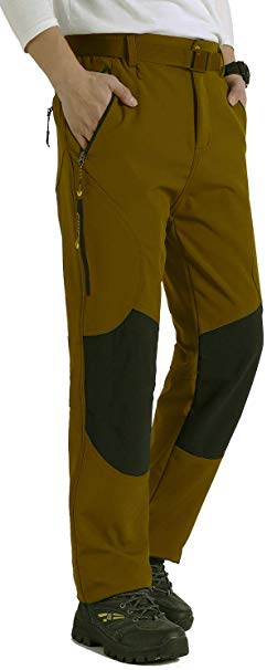 Singbring Men Women Outdoor Fleece Lined Windproof Hiking Pants Waterproof Ski Pants