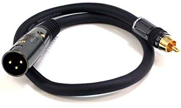 Monoprice XLR Male to RCA Male Cable  - 1.5 Feet - Black With E21Gold Plated Connectors | 16AWG Shielded Twisted Pair Oxygen-Free Copper Braid Conductors - Premier Series