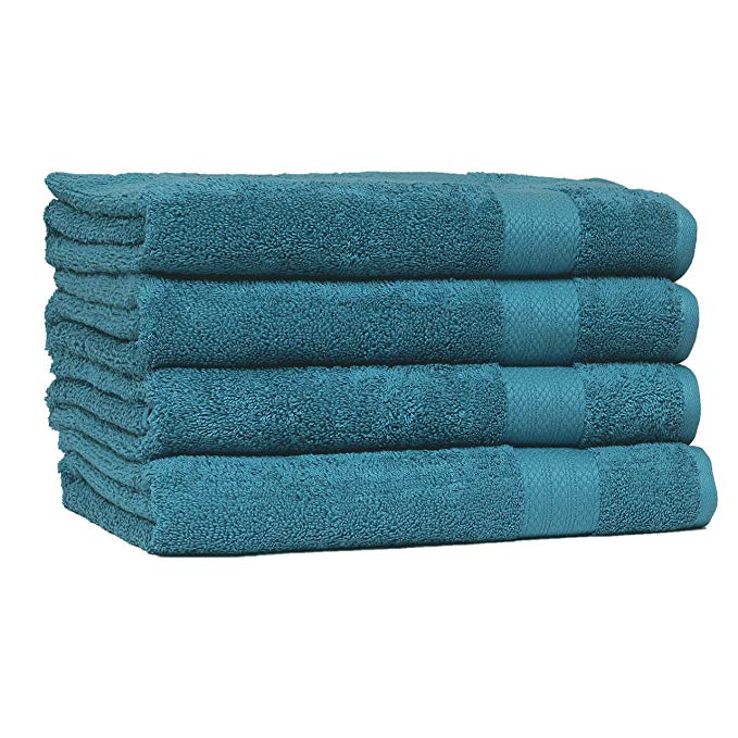 Economic Collection- 4 Pack Ultra Soft Oversized Extra Large Bath Sheet 35x66-100% Pure Ringspun Cotton - Luxurious trim - Absorbent Ideal for everyday use - Easy care machine wash (Blue)